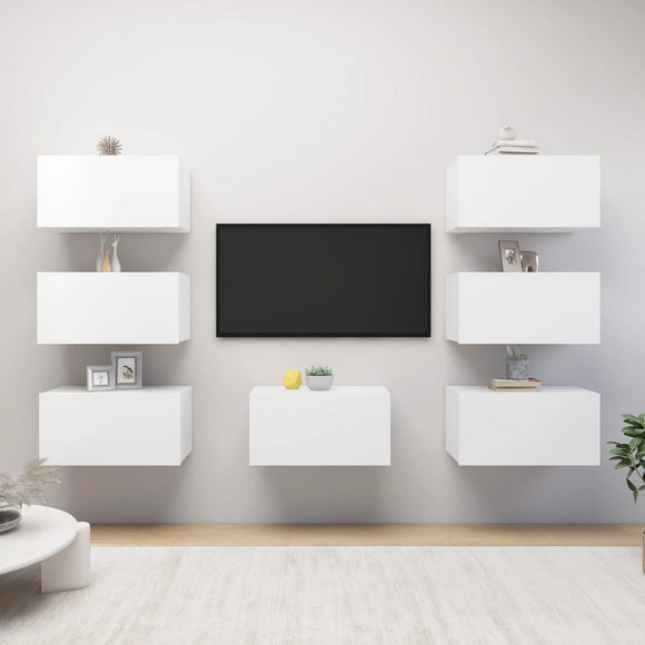 NNEVL TV Cabinets 7 pcs White 30.5x30x60 cm Chipboard