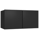NNEVL 4 Piece TV Cabinet Set Black Chipboard