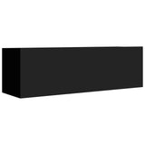 NNEVL 4 Piece TV Cabinet Set Black Chipboard