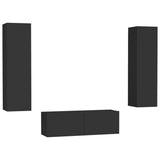 NNEVL 3 Piece TV Cabinet Set Black Chipboard