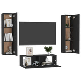 NNEVL 3 Piece TV Cabinet Set Black Chipboard