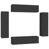 NNEVL 6 Piece TV Cabinet Set Black Engineered Wood