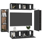NNEVL 6 Piece TV Cabinet Set Black Engineered Wood