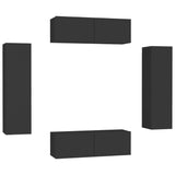 NNEVL 4 Piece TV Cabinet Set Black Chipboard