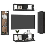NNEVL 4 Piece TV Cabinet Set Black Chipboard