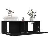 NNEVL 4 Piece TV Cabinet Set Black Chipboard