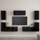 NNEVL 7 Piece TV Cabinet Set Black Engineered Wood
