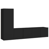 NNEVL 3 Piece TV Cabinet Set Black Chipboard