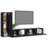NNEVL 3 Piece TV Cabinet Set Black Chipboard