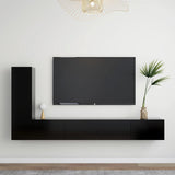 NNEVL 3 Piece TV Cabinet Set Black Chipboard