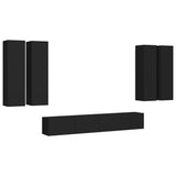 NNEVL 6 Piece TV Cabinet Set Black Chipboard
