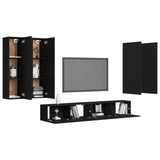 NNEVL 6 Piece TV Cabinet Set Black Chipboard