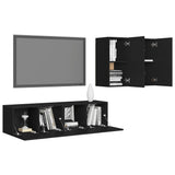 NNEVL 4 Piece TV Cabinet Set Black Chipboard