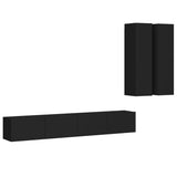 NNEVL 4 Piece TV Cabinet Set Black Chipboard
