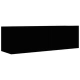 NNEVL 4 Piece TV Cabinet Set Black Chipboard