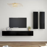 NNEVL 4 Piece TV Cabinet Set Black Chipboard