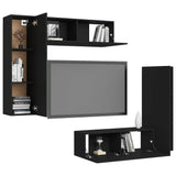 NNEVL 4 Piece TV Cabinet Set Black Chipboard