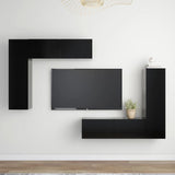 NNEVL 4 Piece TV Cabinet Set Black Chipboard
