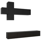 NNEVL 7 Piece TV Cabinet Set Black Chipboard