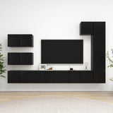 NNEVL 8 Piece TV Cabinet Set Black Engineered Wood