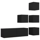 NNEVL 5 Piece TV Cabinet Set Black Chipboard