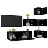 NNEVL 5 Piece TV Cabinet Set Black Chipboard
