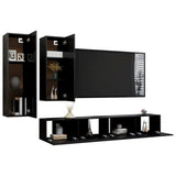 NNEVL 4 Piece TV Cabinet Set Black Chipboard