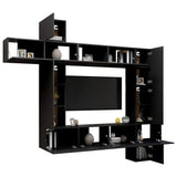 NNEVL 9 Piece TV Cabinet Set Black Engineered Wood