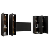 NNEVL TV Cabinets 4 pcs Black 30.5x30x110 cm Chipboard