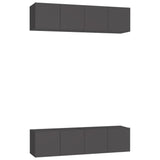 NNEVL TV Cabinets 4 pcs Grey 60x30x30 cm Chipboard
