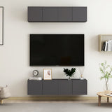 NNEVL TV Cabinets 4 pcs Grey 60x30x30 cm Chipboard