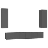 NNEVL 5 Piece TV Cabinet Set Grey Chipboard