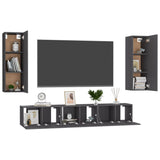 NNEVL 5 Piece TV Cabinet Set Grey Chipboard