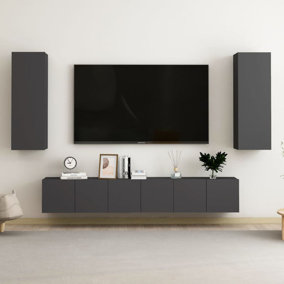 NNEVL 5 Piece TV Cabinet Set Grey Chipboard