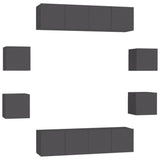NNEVL 8 Piece TV Cabinet Set Grey Chipboard