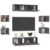 NNEVL 8 Piece TV Cabinet Set Grey Chipboard