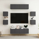 NNEVL 8 Piece TV Cabinet Set Grey Chipboard