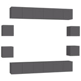 NNEVL 10 Piece TV Cabinet Set Grey Chipboard