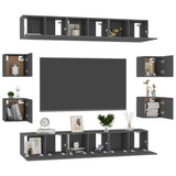NNEVL 10 Piece TV Cabinet Set Grey Chipboard