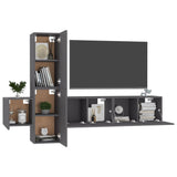 NNEVL 5 Piece TV Cabinet Set Grey Chipboard