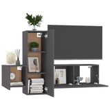 NNEVL 3 Piece TV Cabinet Set Grey Engineered Wood