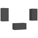 NNEVL 3 Piece TV Cabinet Set Grey Chipboard