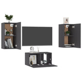 NNEVL 3 Piece TV Cabinet Set Grey Chipboard