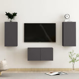 NNEVL 3 Piece TV Cabinet Set Grey Chipboard