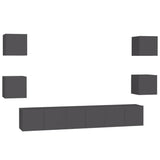 NNEVL 7 Piece TV Cabinet Set Grey Chipboard