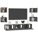 NNEVL 7 Piece TV Cabinet Set Grey Chipboard