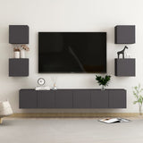 NNEVL 7 Piece TV Cabinet Set Grey Chipboard