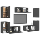 NNEVL 7 Piece TV Cabinet Set Grey Engineered Wood