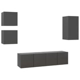 NNEVL 5 Piece TV Cabinet Set Grey Chipboard