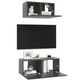 NNEVL 2 Piece TV Cabinet Set Grey Engineered Wood